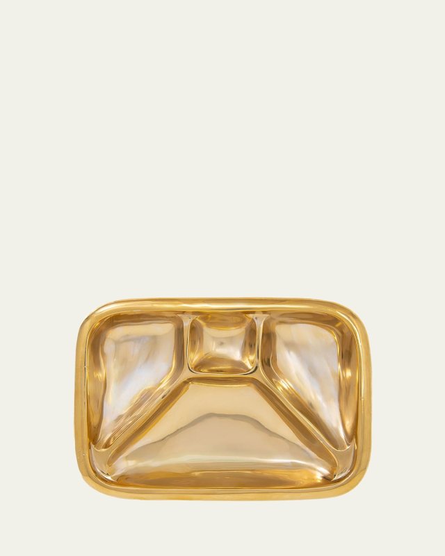 Gold Metal TV Dinner Serving Tray